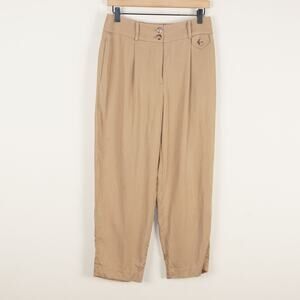 Club Monaco Tan Brown High Waist Soft Lyocell Pleated Trousers Pants Womens Sz 4